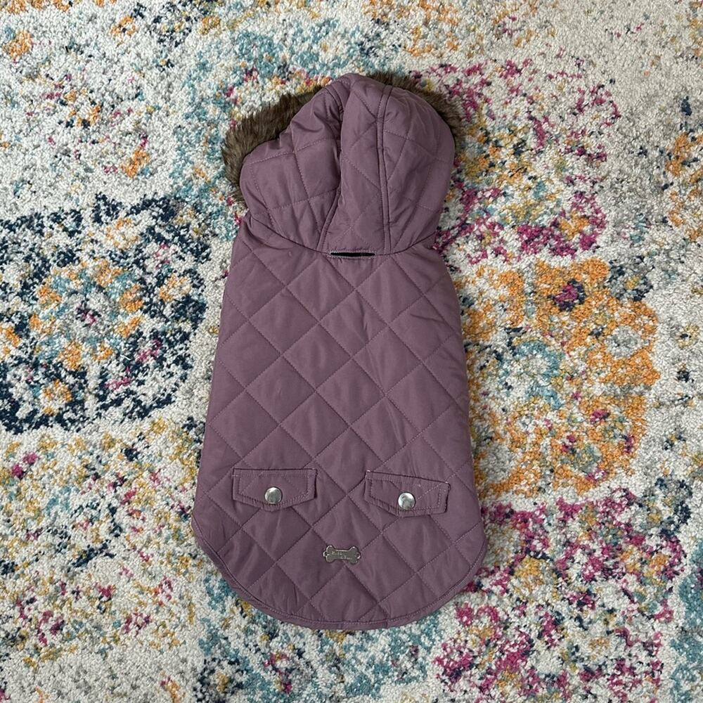 Barkley & Finn Dog Coat Medium Purple Hooded Winter Pet Jacket - Picture 2 of 12